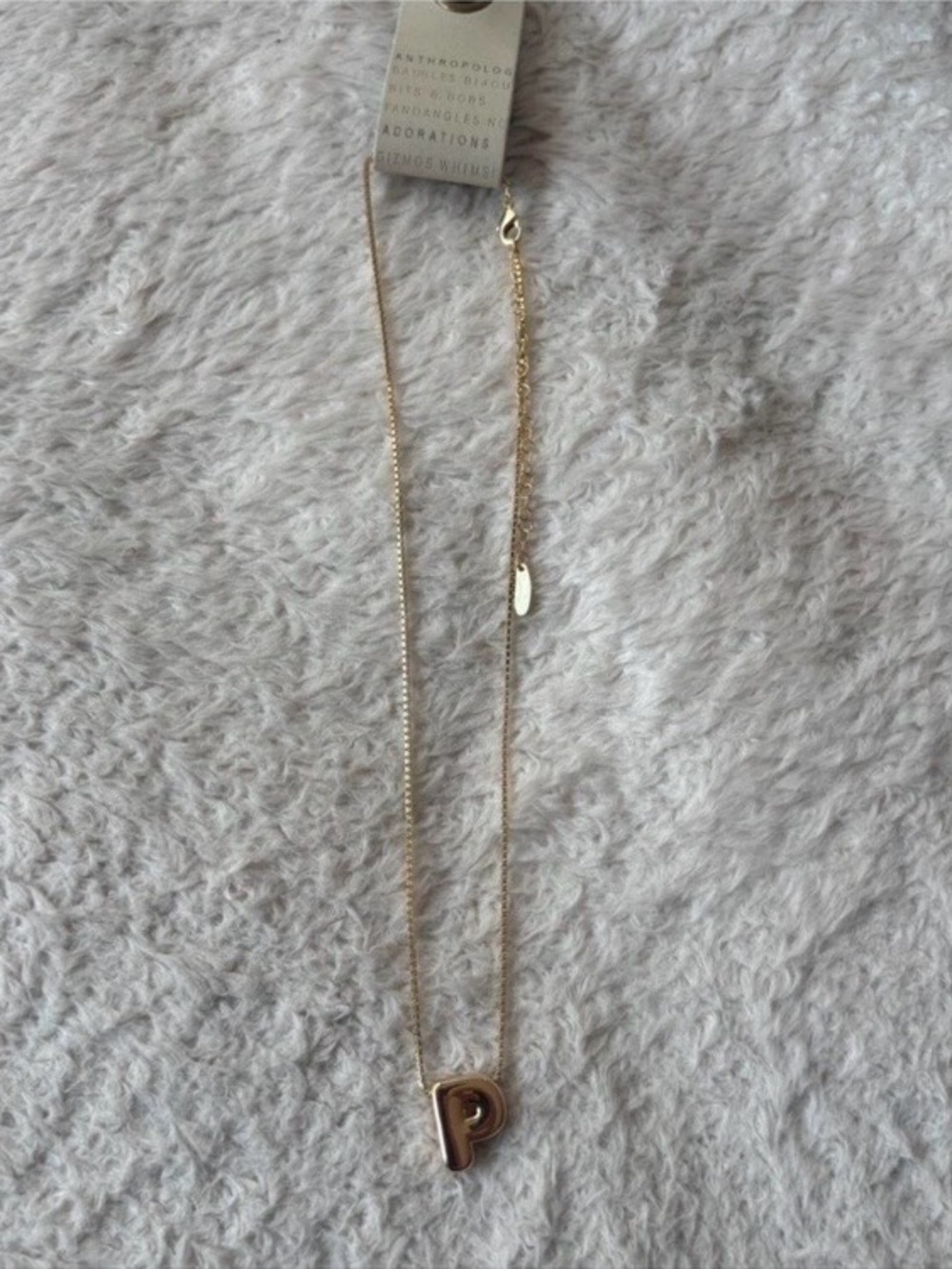 Anthropologie P Bubble Letter Monogram Necklace